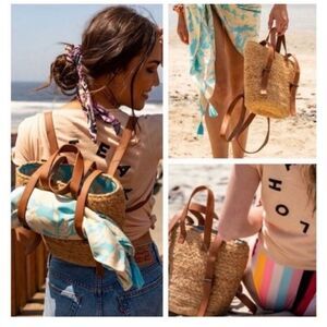 XIX Palms Woven Jute Cooler Beach Bum Adjustable Backpack Bag
